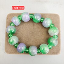 Ancient jade antique jade antique Qing Dynasty Burmese ice seed Purple Qing jade Spring with colorful old emerald road pass by hand chain hand chain imitation ancient