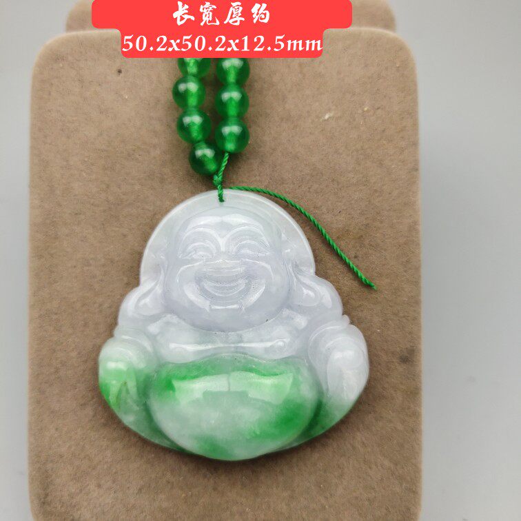Ancient jade antique jade antique Qing Dynasty Myanmar white bottom green old emerald Millver Buddha male pendant pendant imitation ancient item pendant