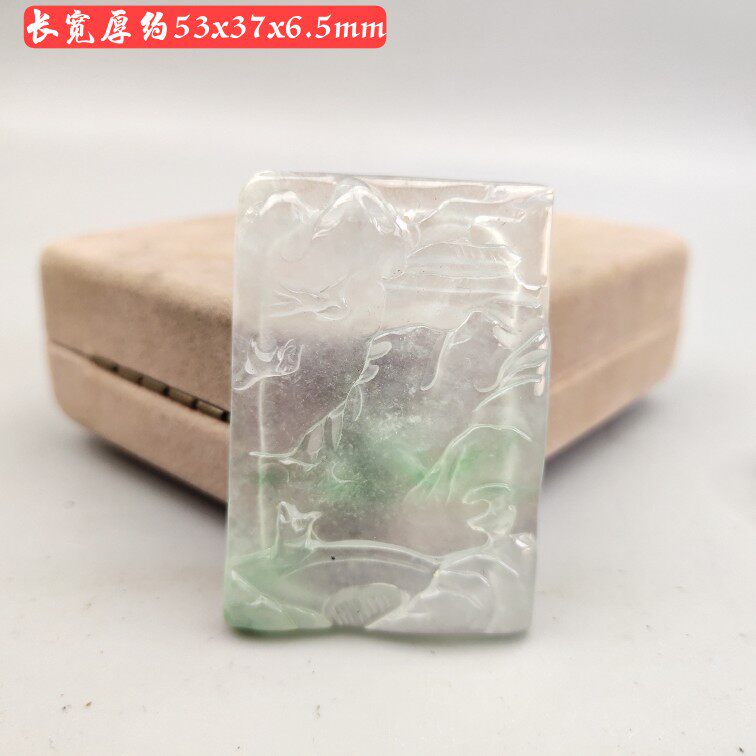 Ancient jade antique jade antique Qing Dynasty Myanmar High ice white bottom green old emerald landscape jade Jade Pendant Imitation Ancient Pendant Item Pendant