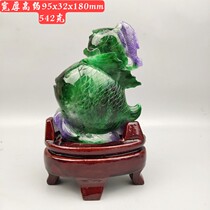 Ancient jade antique jade antique Qing Dynasty Burmese purple Qing Dynasty emerald golden jade full swing piece antique double fish pendulum piece jade