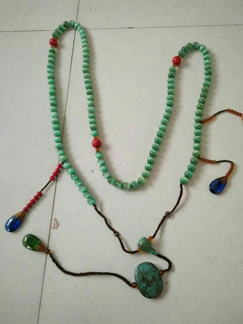 Light green opal pearl coral turquoise glass accessory