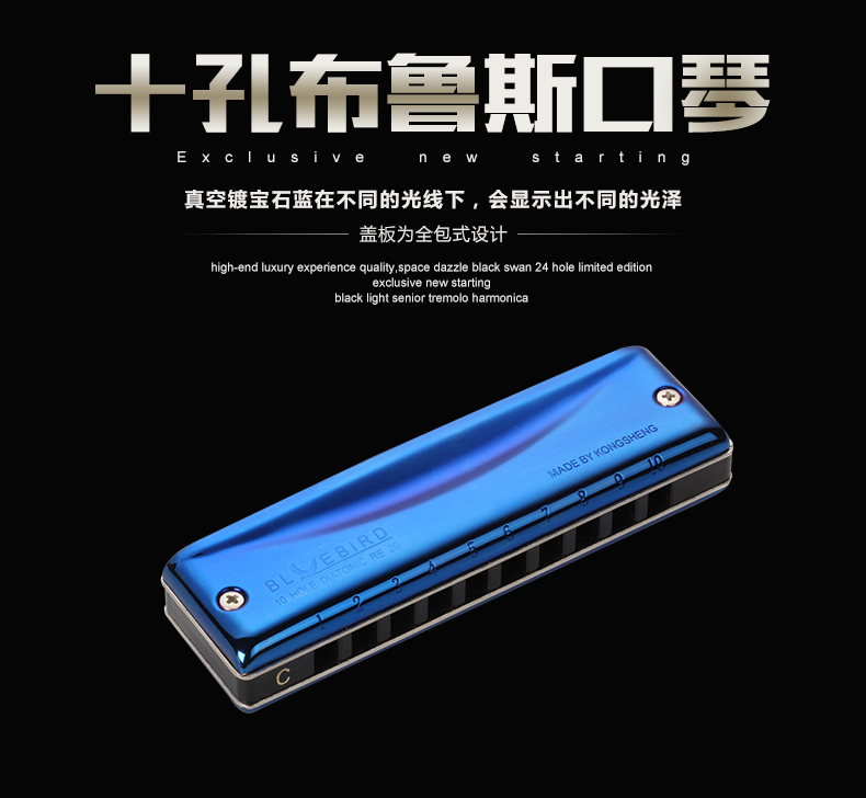 Hole acoustic harmonica 10 holes Blues BLUEEBIRD RE-20 ten Kong harmonica