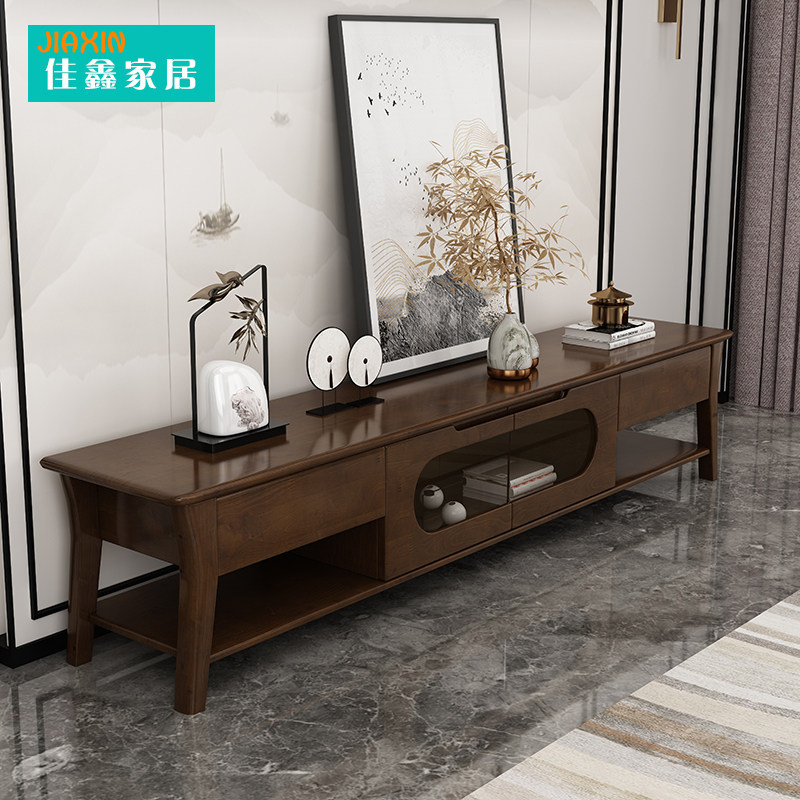 All solid wood TV cabinet coffee table combination living room storage cabinet floor cabinet small apartment TV cabinet Chengdu Cypress furniture