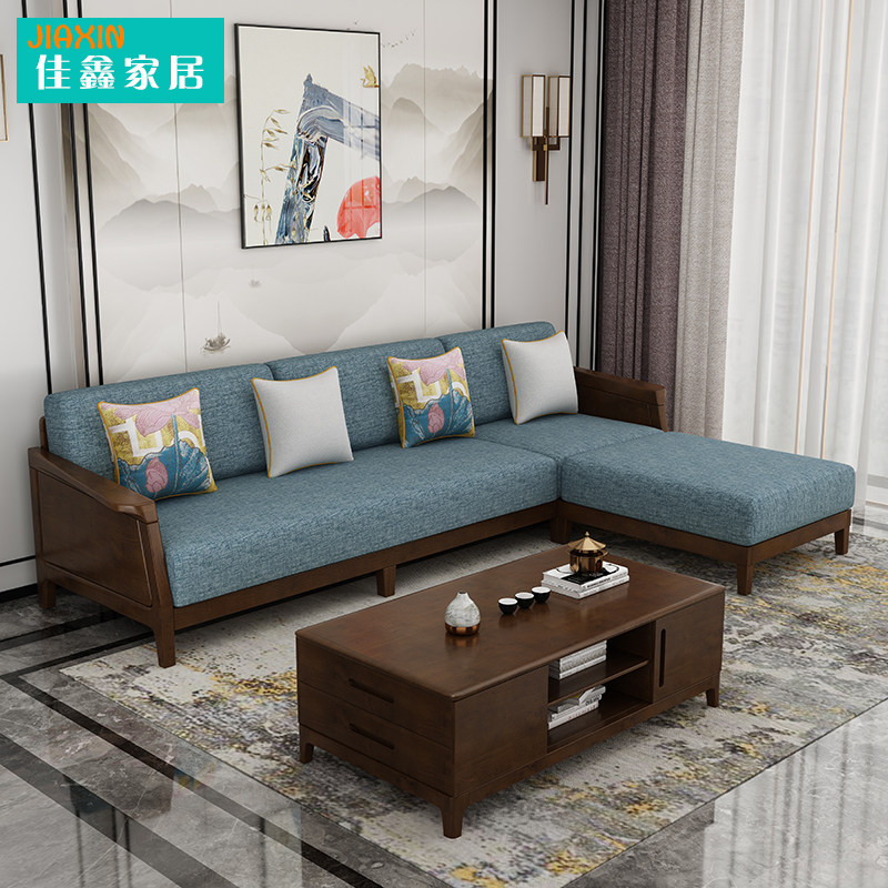 Full solid wood sofas combined Nordic small family shaped corner with noble princess Berwood furniture removable cloth art cushion