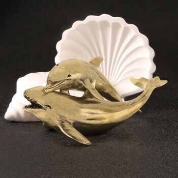13cm large chinese killer whale dolphin solid copper