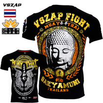 VSZAP THAILAND FITNESS SHORT SLEEVE MUAY THAI T-SHIRT MUAY THAI FIGHTING SPORTS BUDDHA UFC BROADCAST SEEKING TIGER MMA MALE