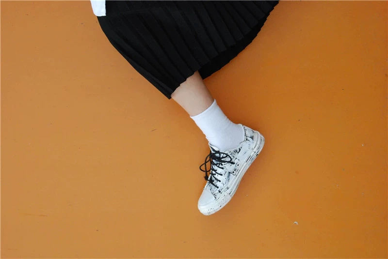 [Spot] lưu hóa daymare lưu hóa trắng sơn trắng giày vải thấp - Giày thấp