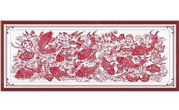 Cross-stitch handmade finished products Living room two meters Chinese style painting paper-cut more than rich more than fish for years