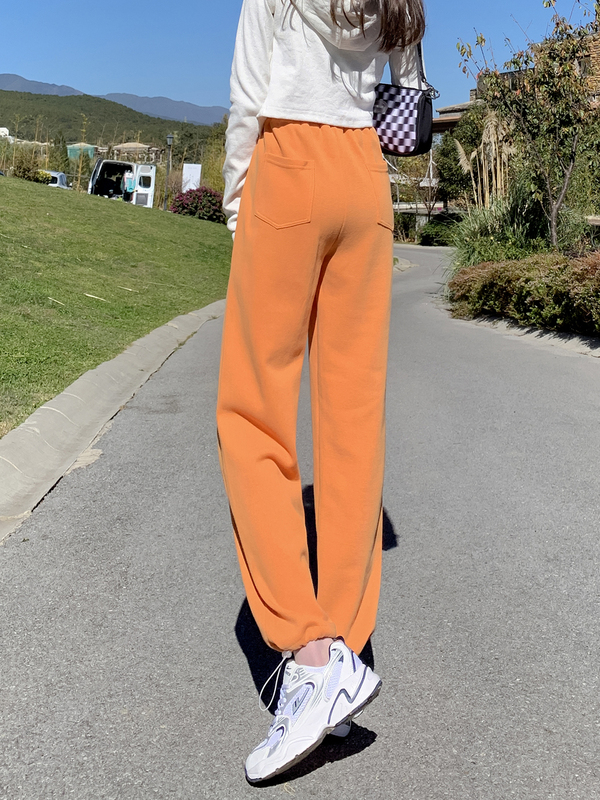 2023 New Women's Sweatpants for Spring and Autumn, Straight-Leg, Instantly Convertible to Jogger Style, Leg-Lengthening, Slimming, High-Waisted, Running, Sports Long Pants