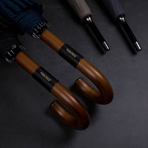 Oversized 16-bone rainstorm-resistant Japanese double umbrella sturdy automatic hook retro straight rod mens and womens long handle umbrella