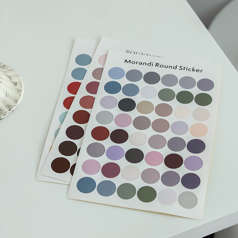 Morandi round sticker gentle coloured handbill decoration closure with coloured adhesive bi eye entry 
