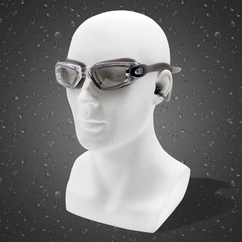 Korean adult swimming goggles and earplugs integrated waterproof and anti-fog professional swimming equipment men and women swimming goggles HD myopia