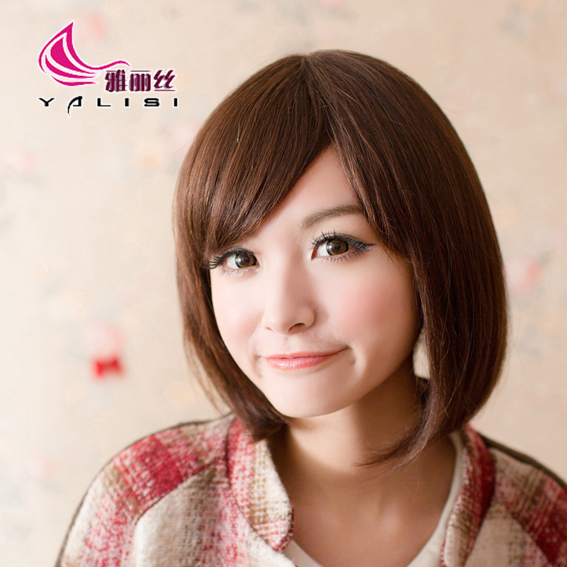 帅气真发假发 bobo头假发 短发 女 时尚发型jiafa手织真人发假发