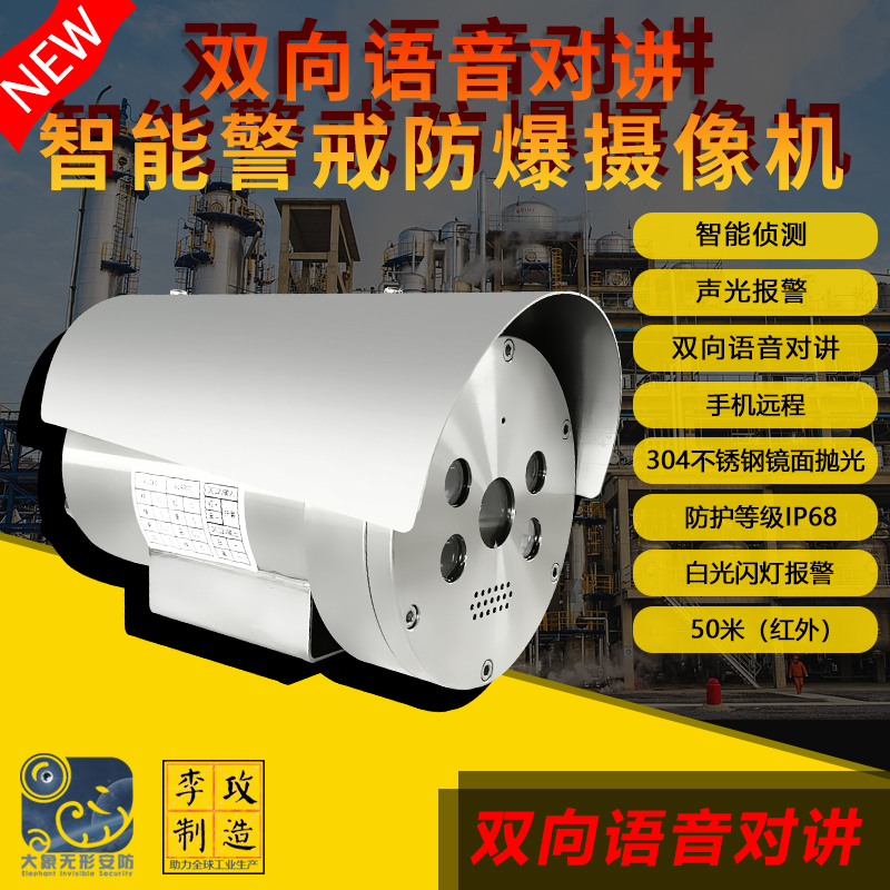 304 stainless steel intelligent warning explosion-proof camera two-way voice intercom HD infrared explosion-proof night vision monitoring