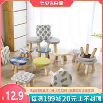 Stool Household fashion net celebrity creative living room small bench Lazy sofa stool Solid wood foot round stool low stool shoe stool