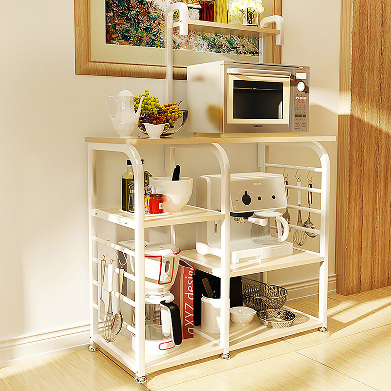 Kitchen shelf Floor-to-ceiling multi-layer microwave oven shelf Overall cabinet Kitchen supplies storage shelf Multi-function shelf