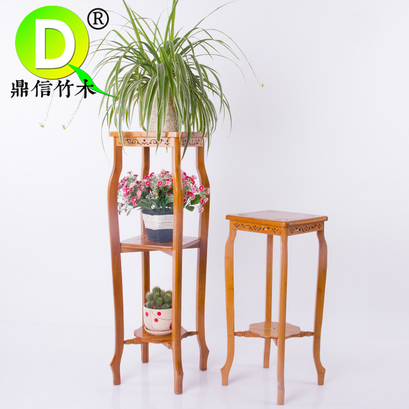 Anti-corrosion wooden flower several flower pots view indoor balcony Living room multi-storey floor-to-ceiling living room flower rack Solid wood flower rack