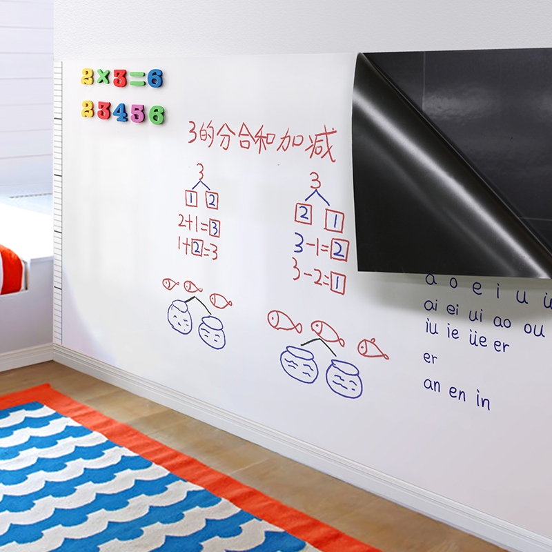 Magnetic whiteboard wall sticker Graffiti wall film Children's environmental protection blackboard wall Household blackboard sticker Rewritable removal self-adhesive primary school writing double whiteboard Office classroom meeting magnetic tape glue