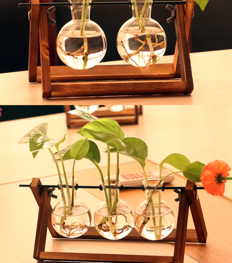 Cây thủy canh chai thủy tinh phòng khách văn phòng máy tính để bàn sáng tạo nước màu xanh lá cây sáng tạo cá tính treo bình - Vase / Bồn hoa & Kệ bình hoa giả đẹp