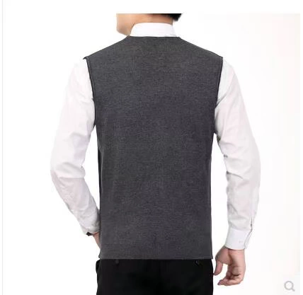 Mùa xuân và mùa thu Mao vest nam đan len trung niên nam không tay áo vest lỏng lẻo cha mặc vest phù hợp với vai