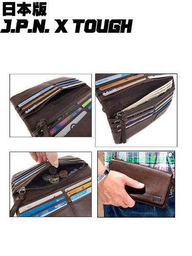 Мужской импортный японский бумажник, ультратонкая простая сумка с петлей на руку, из натуральной кожи