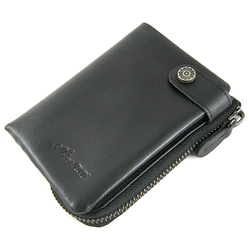 Японский тонкий короткий кошелек с молнией, модный бумажник, из натуральной кожи