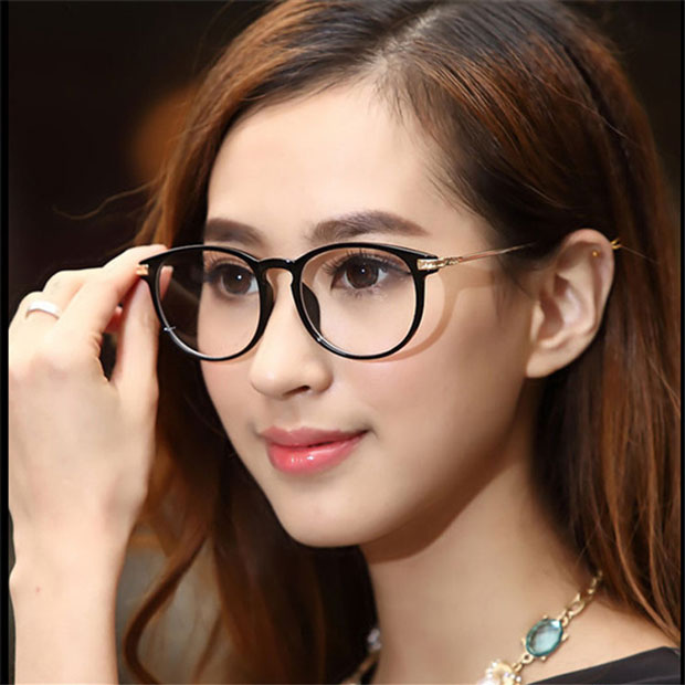 Chuyên nghiệp với nam và nữ phong cách retro dễ thương khung tròn lớn Kính chống cận thị bức xạ Kính phẳng đọc sách kính chanel