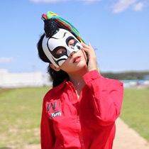 Masked singing takes the singer mask Halloween Annual Meeting Dance Shaking Soundnet Red Clown shows Halloween costume props