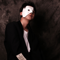 Swallowtail White Leather Handmade Mens Half Face Phantom of the Opera Singer Performance Drama Halloween Mask