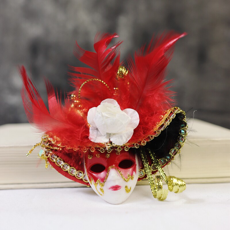 Small mask fridge with Italian Tourist Souvenir Feather Mask Fridge Sticker 9-10cm