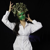 Swallowtail butterfly full face mask Venice men and women handmade green clown mask