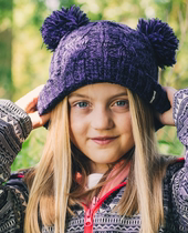 Wear suitable double ball Coloured UK Porelle windproof and waterproof knit childrens hat