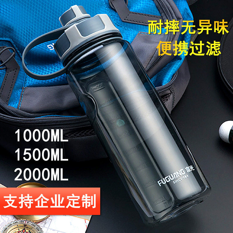Rich Bright Capacity Sports Water Cup Kettle Custom Print Character Outdoor Fitness Water Bottle Portable Plastic Space Cup Lettering