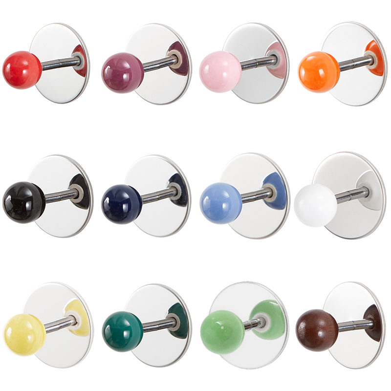 Lollipop 3m Adhesive Hook Candy-Colored Round Bead Children's Room Entrance Decoration Small Hook 304 Stainless Steel No-Drill Hook