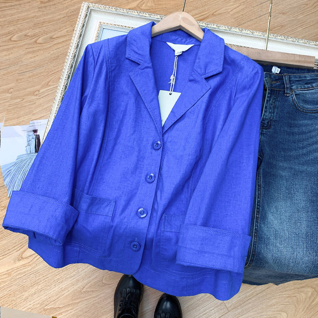 European single/spring/autumn/retro cotton and linen suit jacket for women