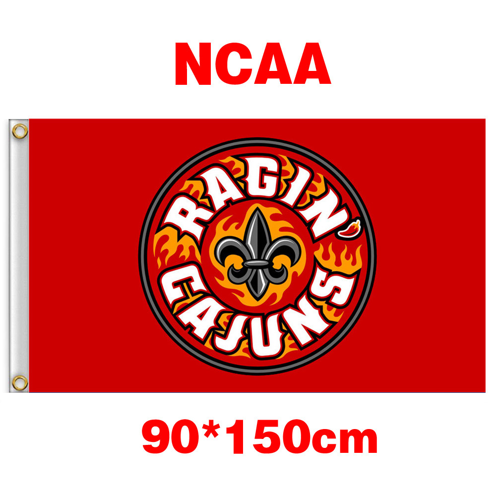 Louisiana Lafayette Ragin Cajuns Fire spicy Acadians NCAA Flag