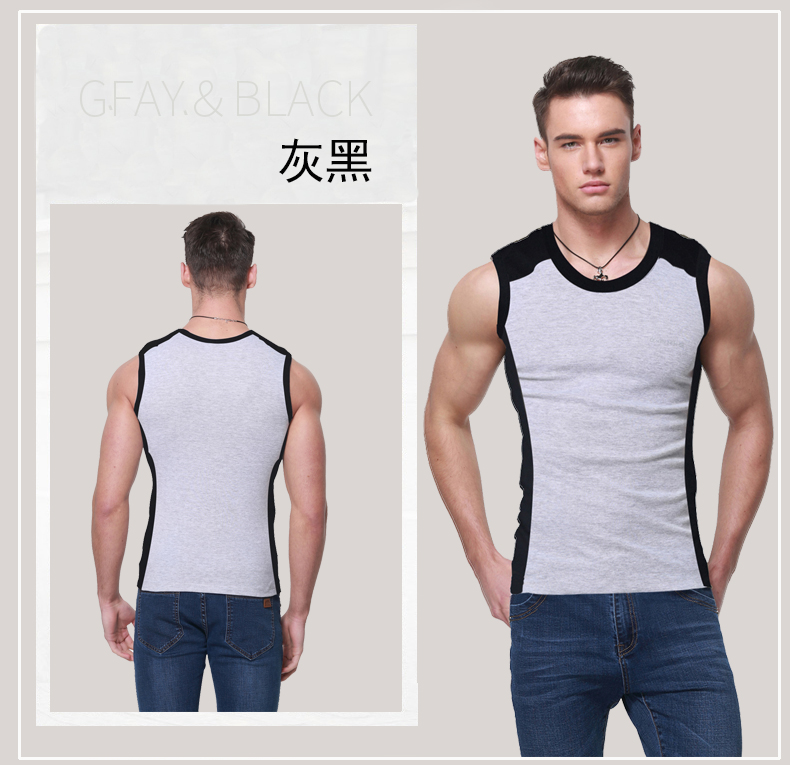 Mùa hè xu hướng thể dục thể thao vai rộng không tay V vòng cổ nam cotton vest đáy đàn hồi thanh niên Slim