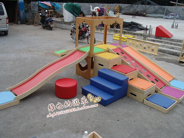 Kindergarten Soft Sense Movement Combination Paternity Garden Climbing Wooden Slide Combination Training Equipment