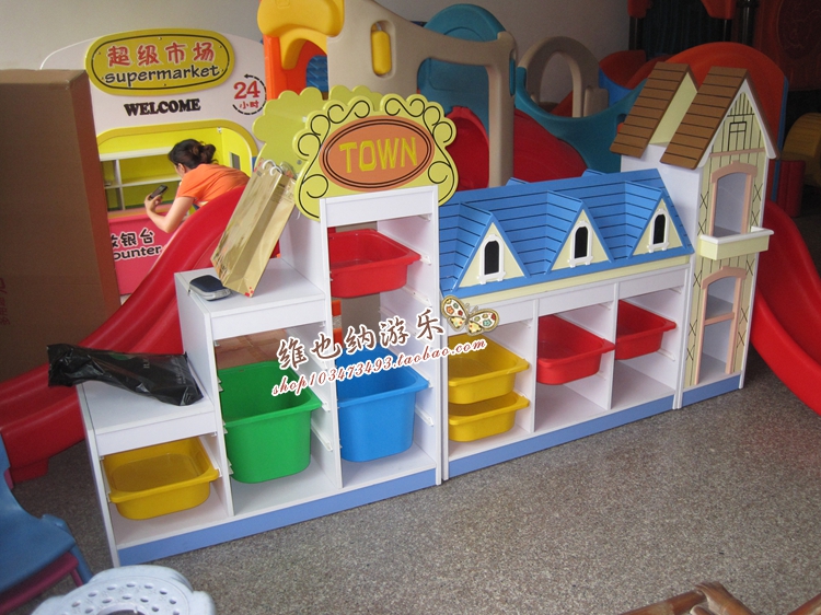 Kindergarten Early Teaching Pro-Child Garden Children Containing Cabinet Finishing Cabinet Wood Packed Frame Eu Style Styling Combined Toy Cabinet