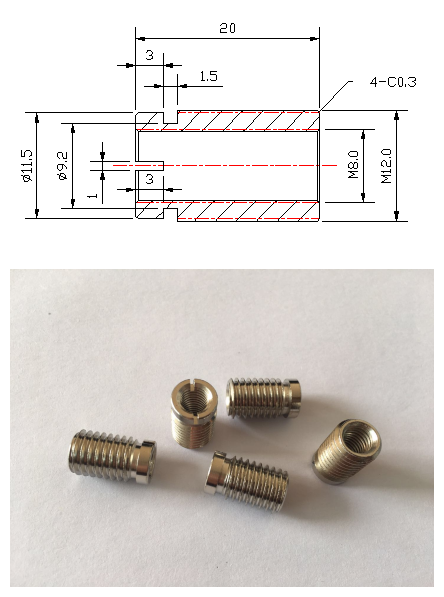 Internal and external screw thread conversion joint inside and outside with table street The inner and outer tooth nut thread converts non-standard screws to make internal tooth rod