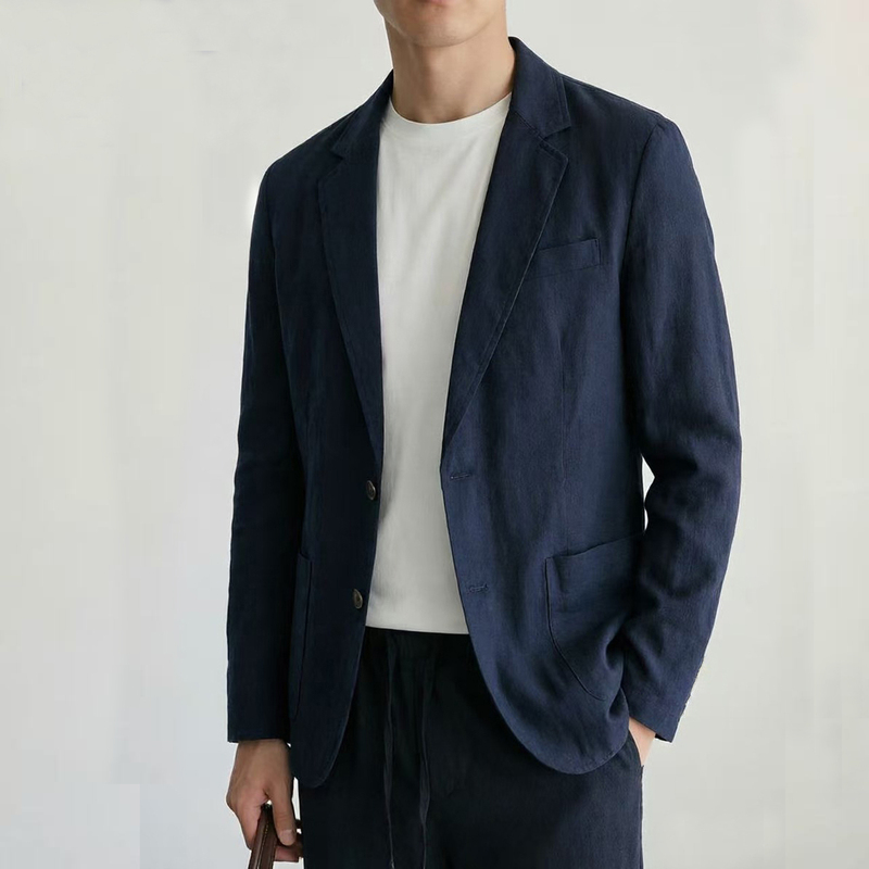 Linen Casual Suit Jacket for Men, Spring Thin Style, Plus Size, Solid Color, Business Commuting Cotton-Linen Single Suit Set Linen Casual Suit Jacket for Men, Spring Thin Style, Plus Size, Solid Color, Business Commuting Cotton-Linen Single Suit Set