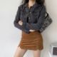 Go Girl Go slim-fit washed and worn out European and American retro short coat smoke gray high-waisted short denim jacket women