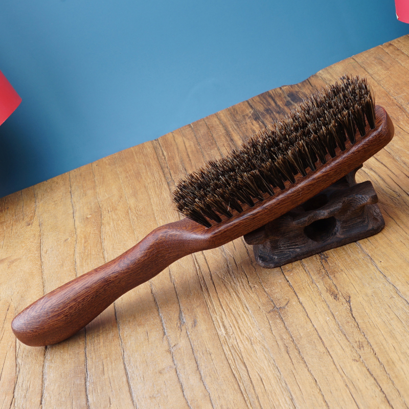 Ebony Wood Comb with Wild Boar Bristles for Hair Care, Suitable for Thin Hair, Anti-Hair Loss, Men's Comb for Repairing Hair Cuticles