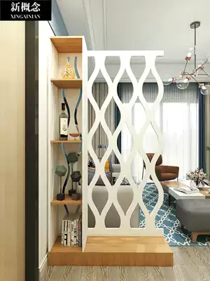 Living room American porch partition shelf flower stand modern simple door double-sided new Chinese hollow screen