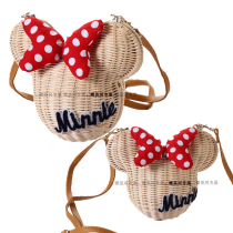 Summer beach Pure Crafts Vine Grass Weaving Mini Parent-child Concave Styling Cartoon Mice Single Shoulder Diagonal Cross-Pack New
