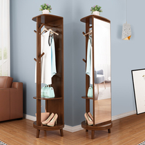 Solid wood household clothes mirror hanging hanger integrated full-length mirror rotating floor mirror Net red wardrobe mirror fitting mirror