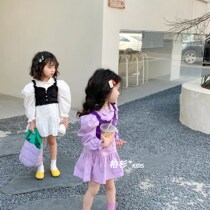 Korean childrens clothing 2022 spring and autumn girls dress foreign atmosphere baby girl suspender princess skirt two-piece set