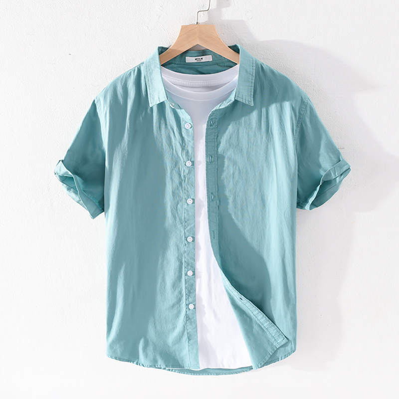 Pure Cotton Short-Sleeved New Style Executive Business Loose Breathable Lapel Commuter Thin Shirt Summer Multi-Color Professional Shirt