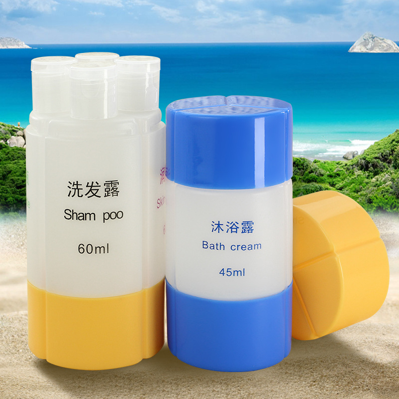 Tourism Cosmetics Three-in-one Split Bottle 4 Hop 1 Suit Bottle Wash Shampoo water body lotion Bath Lotion Containing washing bag empty bottle