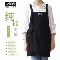 French Bebeo painting apron artist overcoat color painting oil paint adult black linen equal size